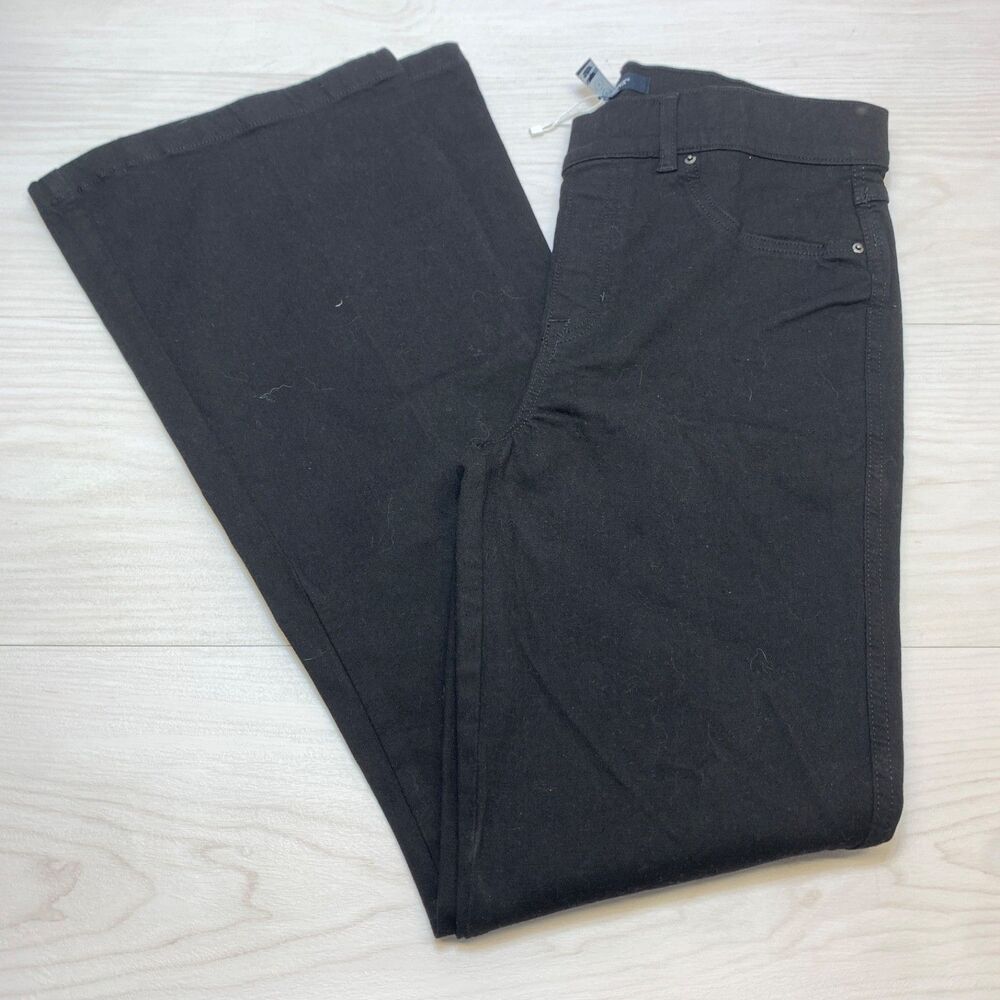 Spanx Shape Jeans Womens L Pull On Flare High Rise Black Stretch Denim Tag NWT